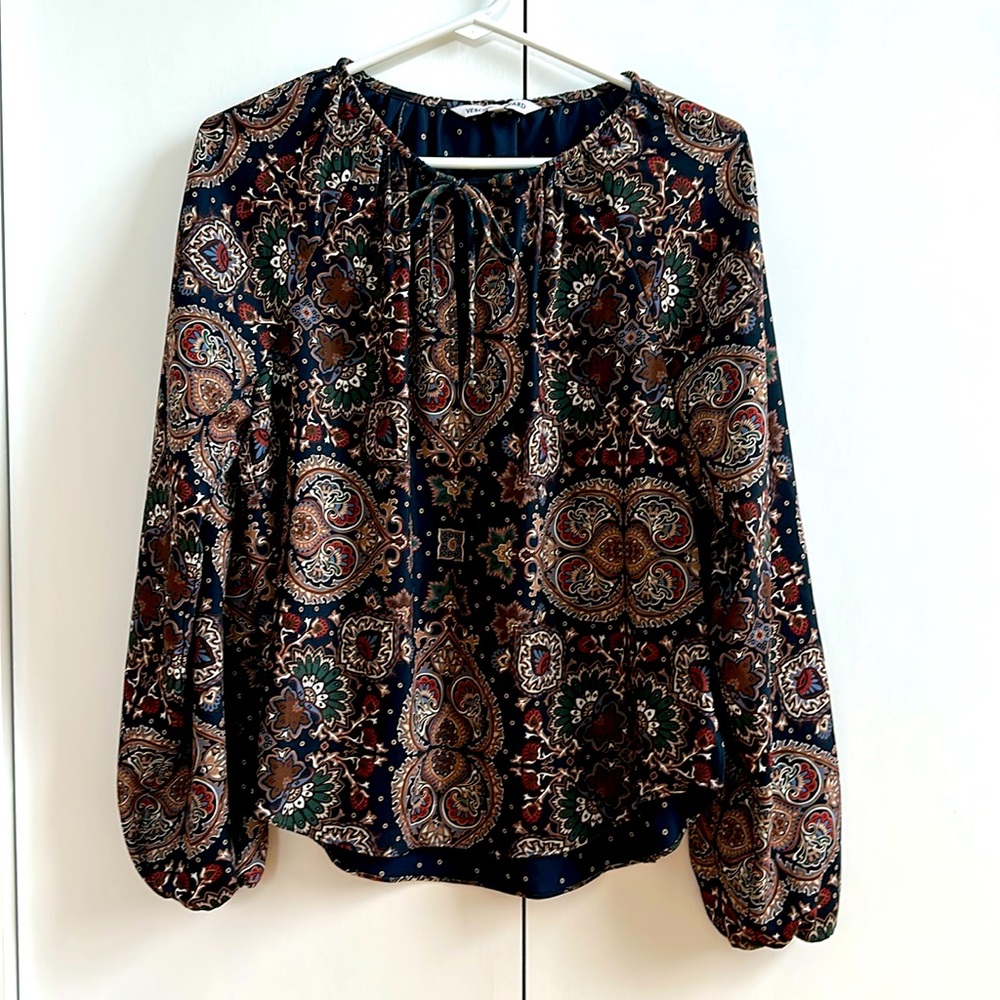 Veronica Beard paisely blouse brown size 4